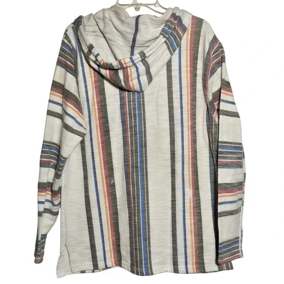 Free Planet striped baja hoodie "drug rug" Mexican-style pullover XL Multicolor - Picture 2 of 10